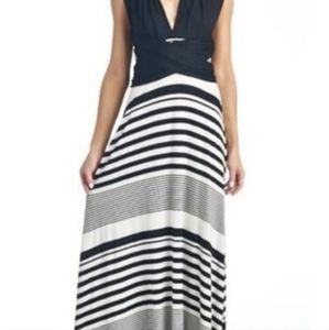 Reb & J. Maxi black & white dress with long black wrap. Wear multiple ways! Sml
